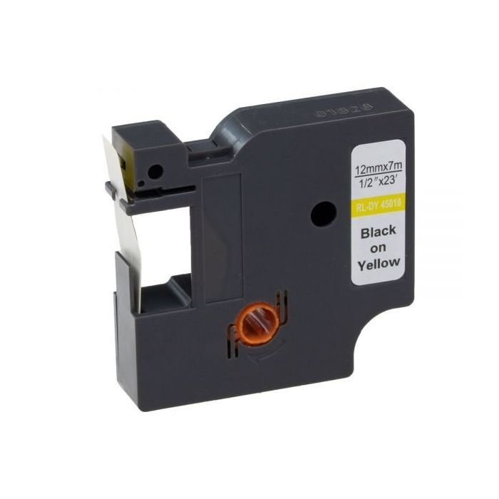 Лента для принтера этикеток UKRMARK RL-D-45018P-BK/YE, аналог DYMO S0720580, 12мм х 7м. (900299)