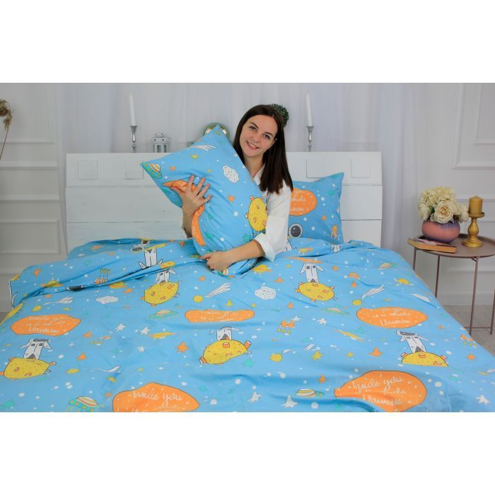 Постільна білизна MirSon Бязь Premium 17-0426 Little astronaut Євро (2200002950039) зображення 4