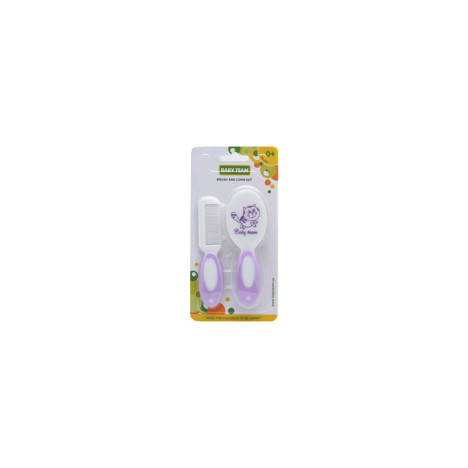 Набор по уходу за ребенком Baby Team гребінець і щітка з натуральної щетин (7106_фиолетовый) изображение 2