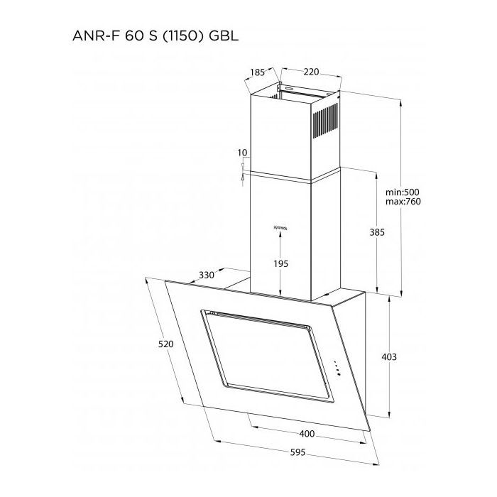 Вытяжка кухонная Pyramida ANR-F 60 S (1150) XGBL изображение 7