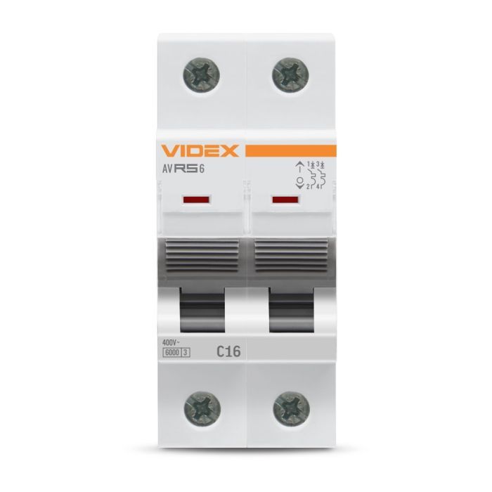 Автоматичний вимикач Videx RS6 RESIST 2п 16А 6кА С (VF-RS6-AV2C16) зображення 2
