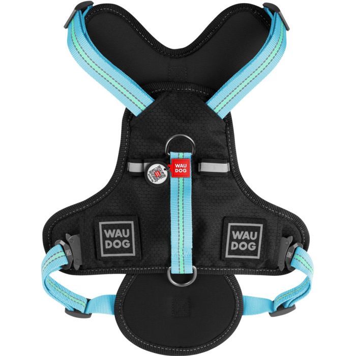 Шлей для собак WAUDOG Nylon безопасна с QR паспортом XL голубая (52512) изображение 2