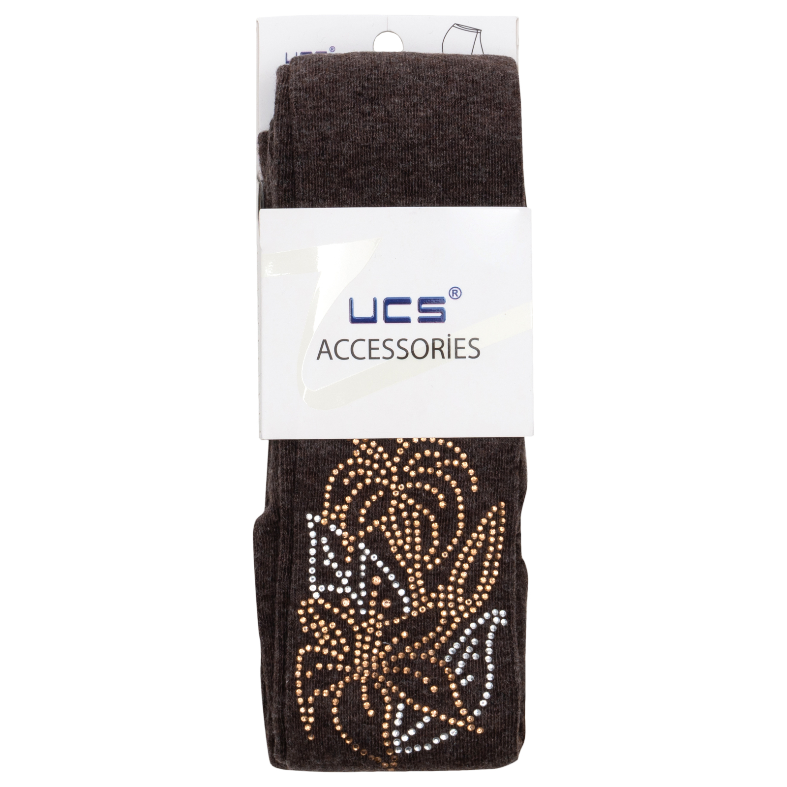 Колготки UCS Socks с цветами из страз (M0C0302-1041-134G-brown) изображение 2