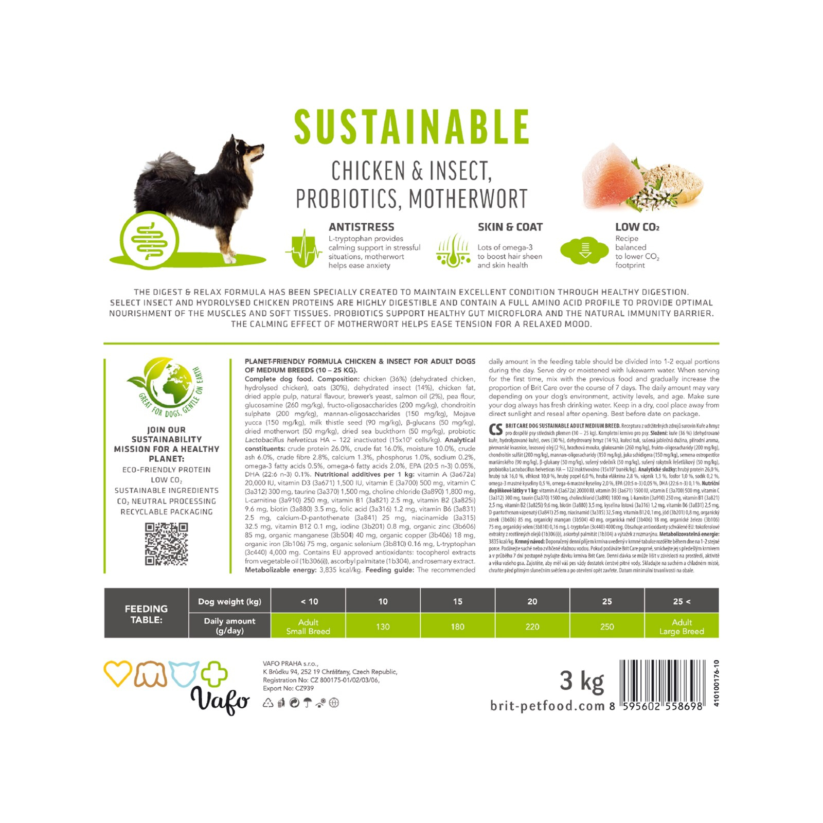 Сухой корм для собак Brit Care Dog Sustainable Adult Medium Breed с курицей и насекомыми 12+2 кг (8595602565733) изображение 5