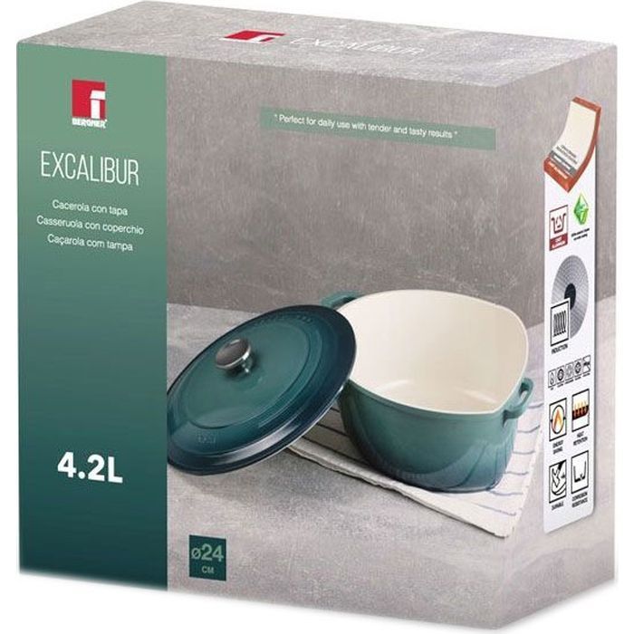 Кастрюля Bergner Excalibur з кришкою Зелена 4.2 л (BG-36101-GR) изображение 7 Кастрюля Bergner Excalibur з кришкою Зелена 4.2 л (BG-36101-GR) изображение 7