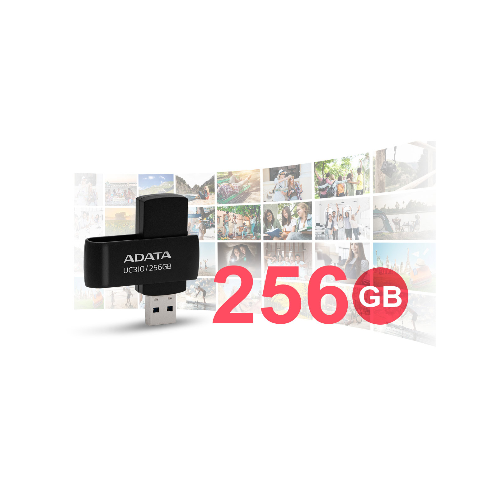 USB флеш накопитель ADATA 256GB UC310 Black USB 3.0 (UC310-256G-RBK) изображение 7