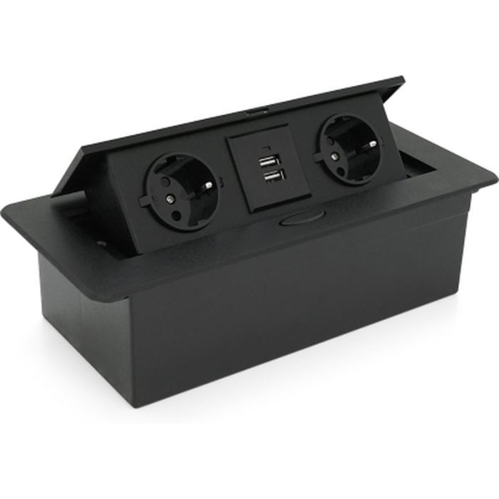 Розетка Voltronic J29L, две розетки + 2*USB, напольная, выдвижная (20011)