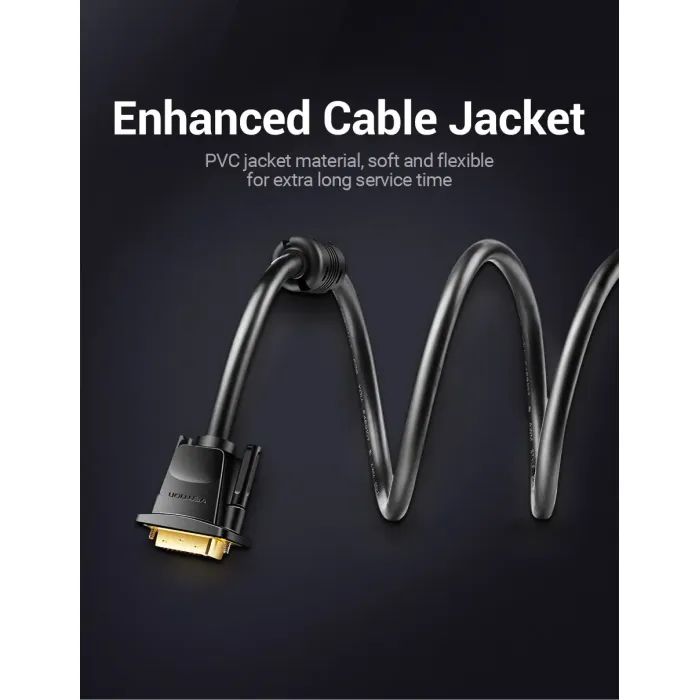 Кабель мультимедийный DVI to DVI 24+1pin 1.5m 2K 60Hz Dual Linik Vention (EAABG) изображение 6