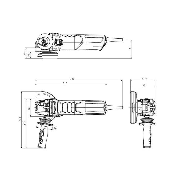 Шлифовальная машина Metabo Шліфмашина кутова Metabo WEVA 15-125 Quick 125мм 1550Вт 2800-11000обхв 2.5 (600496000) изображение 8