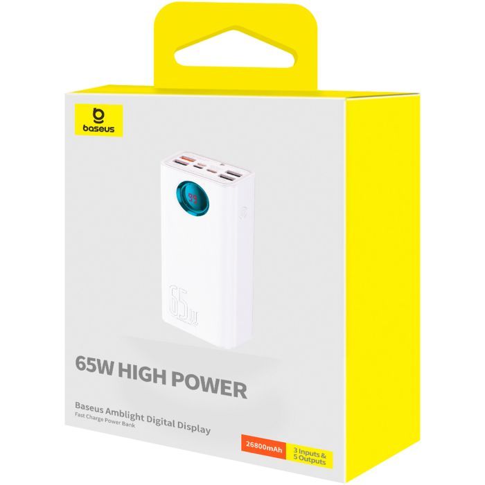 Батарея универсальная Baseus Amblight 26800mAh 65W OE, white (P10022402223-00) изображение 6