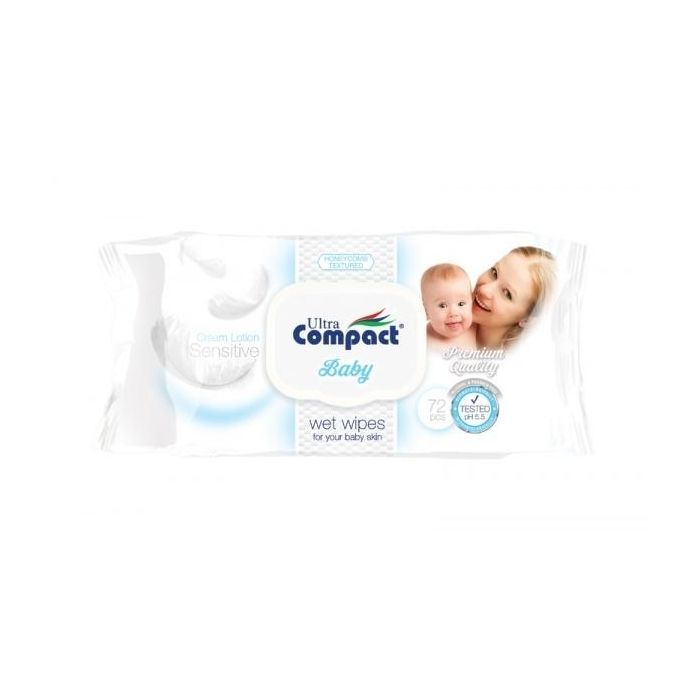 Детские влажные салфетки Ultra Compact з клапаном 2 пачки по 72 шт. (2000064264491)