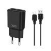Зарядное устройство XO L92C (2USB/2.4A) + USB - MicroUSB Чорний (XO-L92C-M)