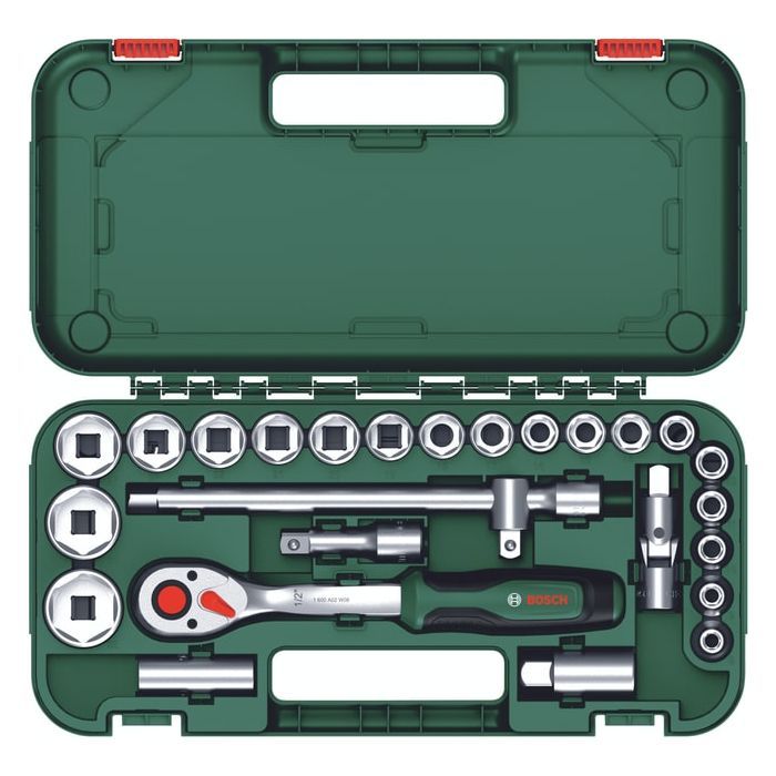 Набор инструментов Bosch торцевых 1/2", 25 шт, с трещоткой (1.600.A02.Z9F)