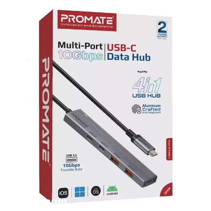 Концентратор Promate USB Hub 4 ports litehub-pro (litehub-pro) изображение 2