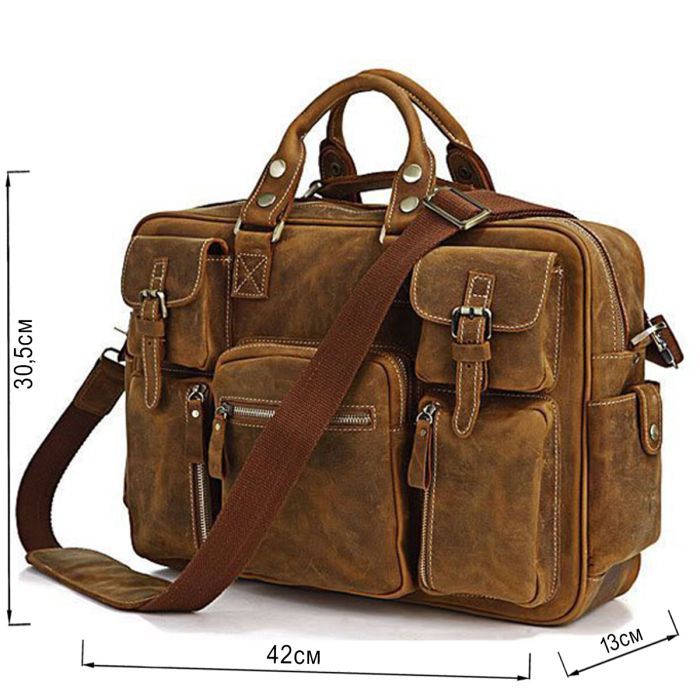 Сумка Vintage В винтажном стиле Коричневая (14051) изображение 3