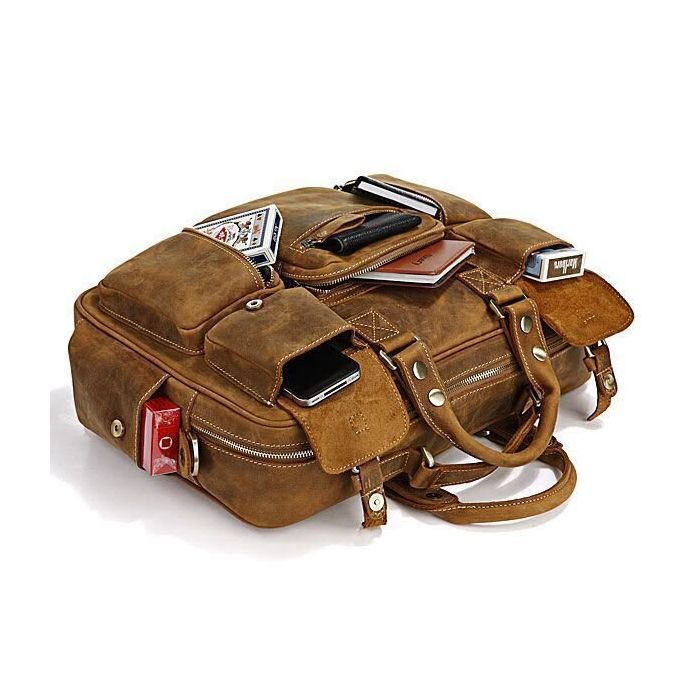 Сумка Vintage В винтажном стиле Коричневая (14051) изображение 8