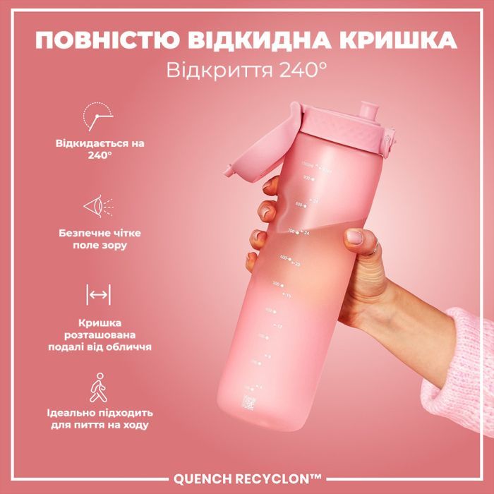 Пляшка для води ION8 OneTouch 1000 мл BPA Free, Rose Quartz (I8RF1000ROS) зображення 3