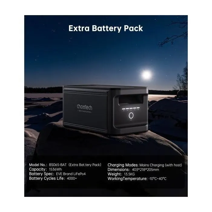 Дополнительная батарея для зарядной станции Choetech BS065-BAT-BK 1536Wh (BS065-BAT-BK) изображение 4