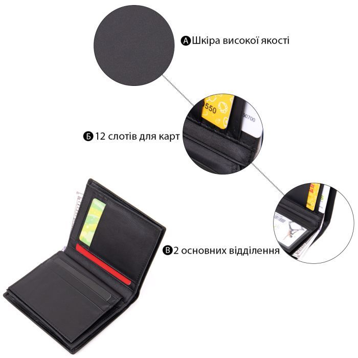 Портмоне Vintage Чорне (20433) зображення 4