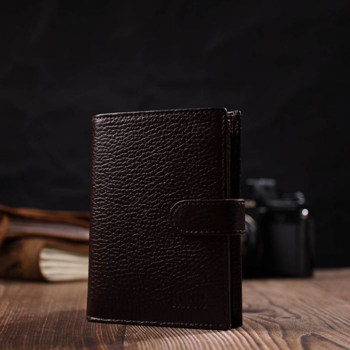 Портмоне Bond Accessories З натуральної зернистої шкіри Чорне (22055) зображення 10