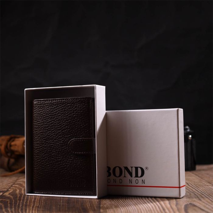 Портмоне Bond Accessories З натуральної зернистої шкіри Чорне (22055) зображення 12