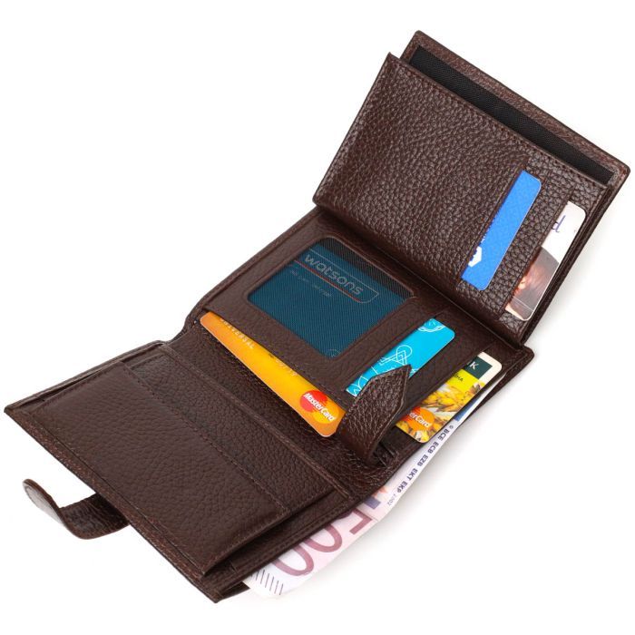 Портмоне Bond Accessories З натуральної зернистої шкіри Чорне (22055) зображення 8