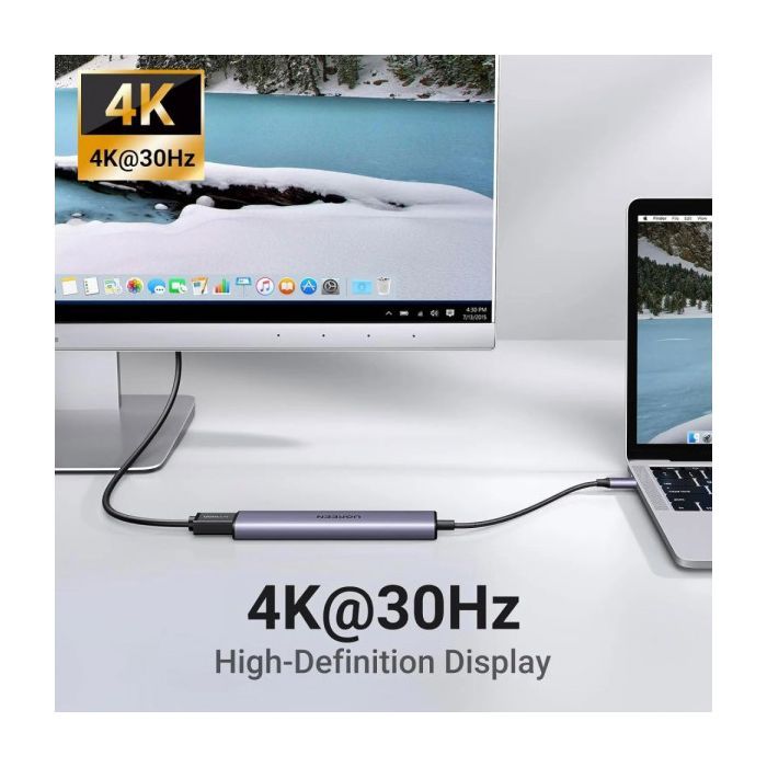Порт-реплікатор Ugreen CM478 USB Type-C HDMI, USB/3.0, Type-C for charging PD/100W (15495) зображення 6
