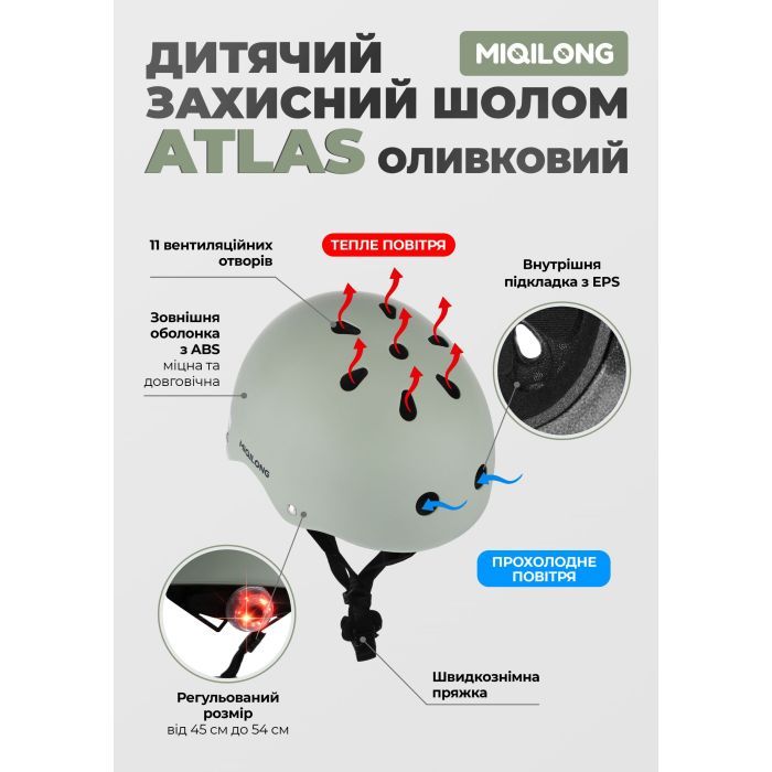Шолом Miqilong Atlas оливковий (ATLAS-M-OLIVE) зображення 10