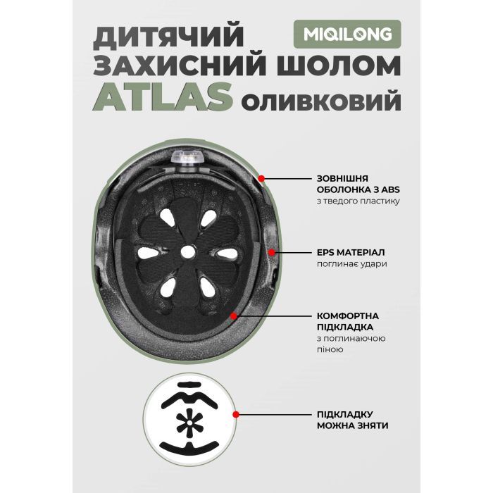 Шолом Miqilong Atlas оливковий (ATLAS-M-OLIVE) зображення 11