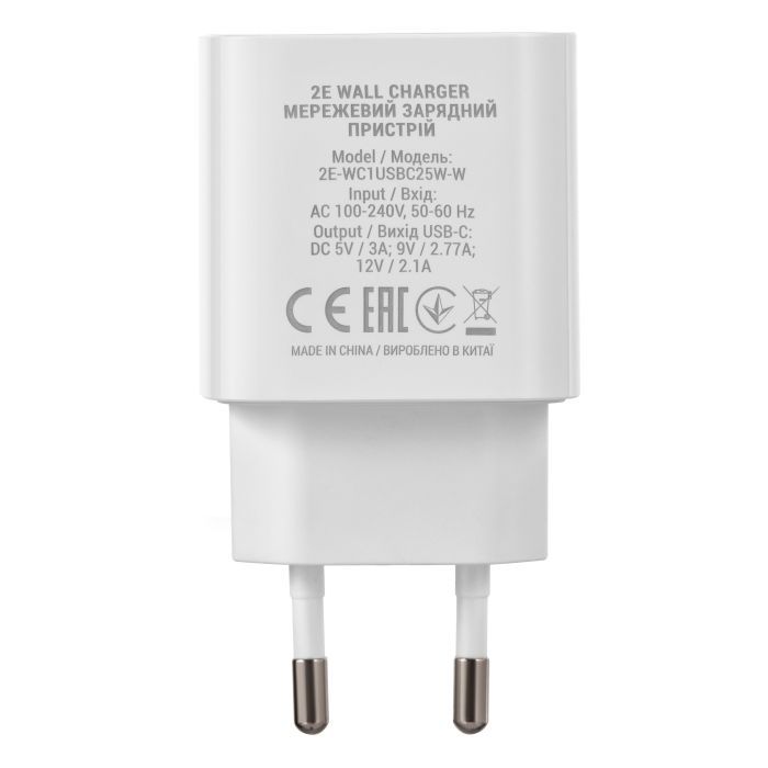 Зарядное устройство 2E 25W USB-C PD white (2E-WC1USBC25W-W) изображение 4