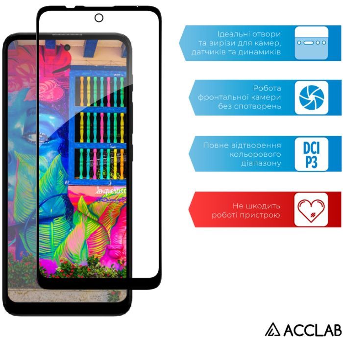 Стекло защитное ACCLAB Full Glue MOTO E30/E40 Black (1283126545788) изображение 5