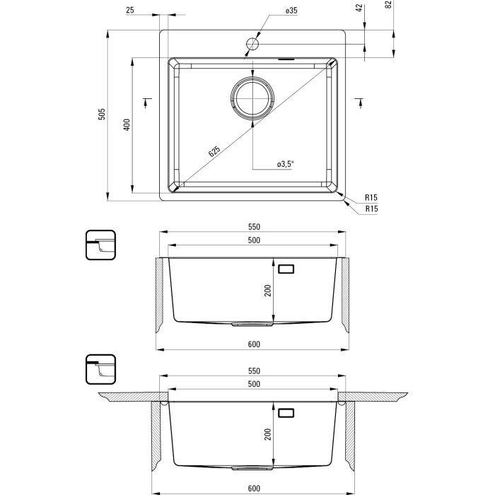 Мийка кухонна Deante Olfato ZPO_010B + зміш. BQO_F72M (ZPOE010B) зображення 13