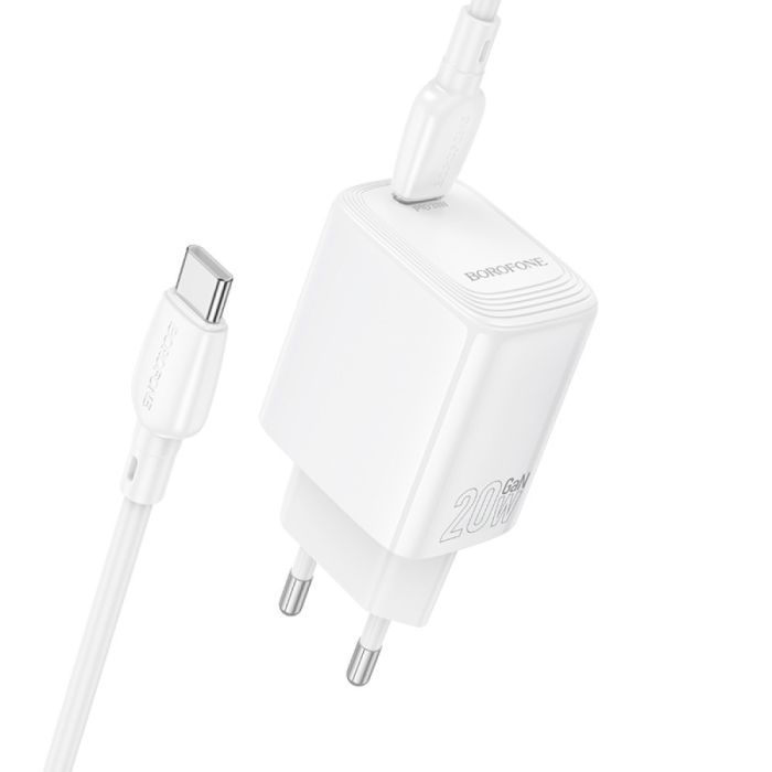 Зарядний пристрій BOROFONE BN26 Fuente USB-C PD20W + cable USB-C to USB-C White (6941991120251) зображення 2