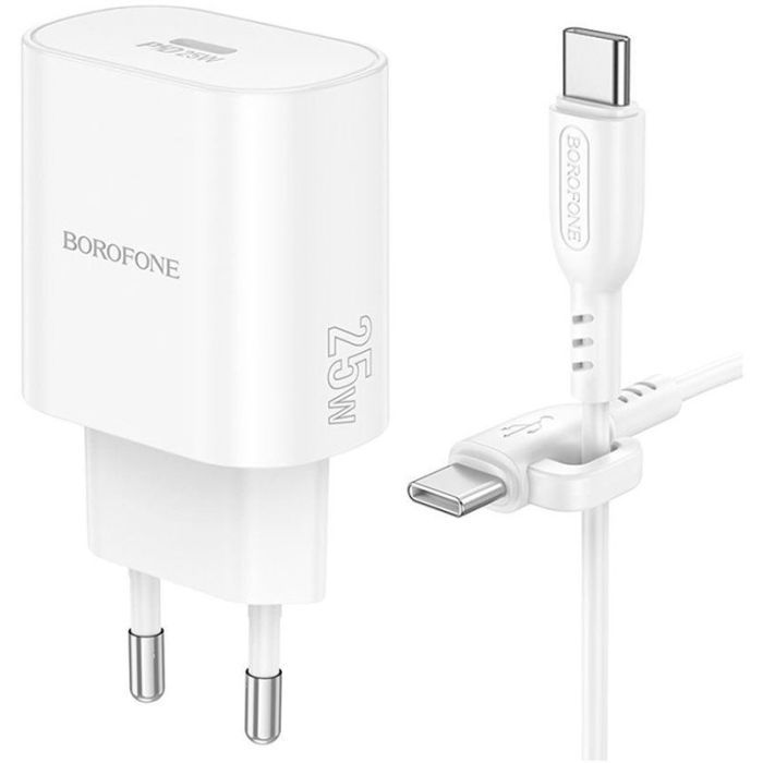 Зарядний пристрій BOROFONE BN26 Fuente USB-C PD20W + cable USB-C to USB-C White (6941991120251) зображення 4