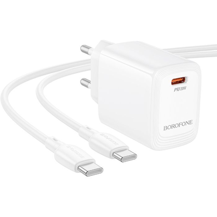 Зарядний пристрій BOROFONE BN26 Fuente USB-C PD20W + cable USB-C to USB-C White (6941991120251) зображення 5