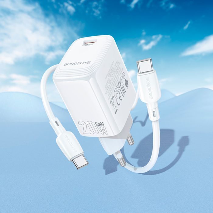 Зарядний пристрій BOROFONE BN26 Fuente USB-C PD20W + cable USB-C to USB-C White (6941991120251) зображення 9