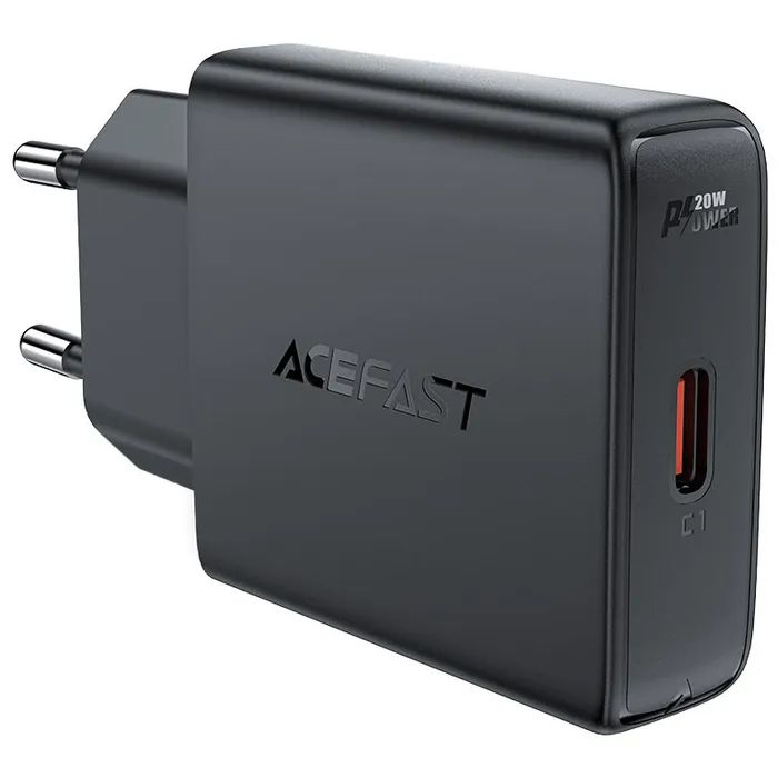 Зарядний пристрій Acefast A65 USB-C PD20W GaN ultra-thin Black (6974316282686)