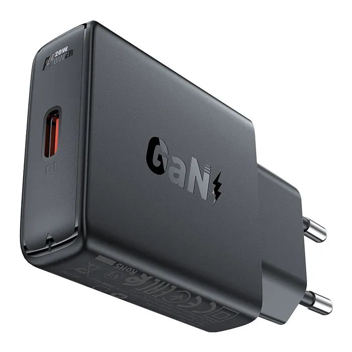 Зарядний пристрій Acefast A65 USB-C PD20W GaN ultra-thin Black (6974316282686) зображення 2
