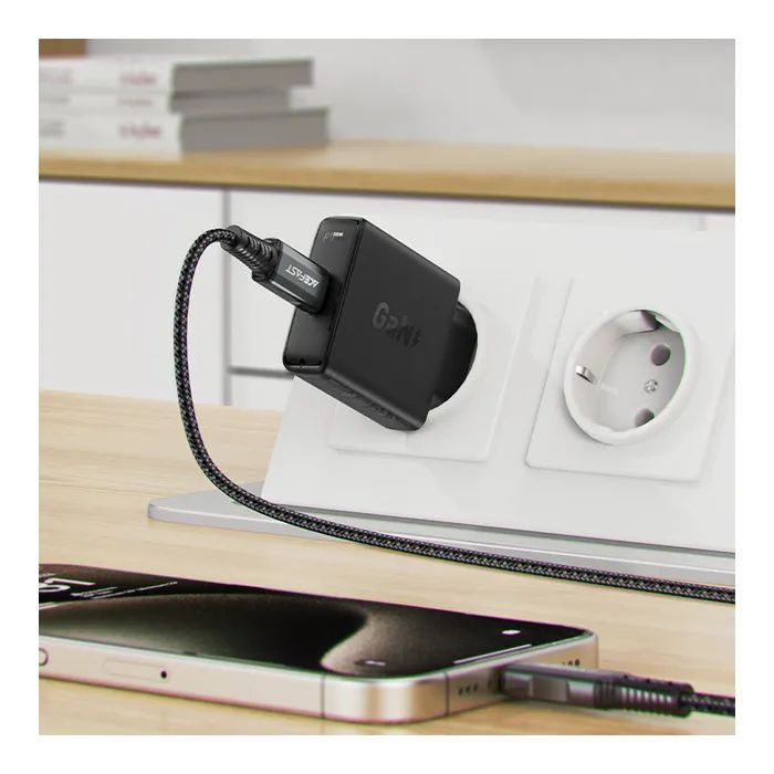 Зарядний пристрій Acefast A65 USB-C PD20W GaN ultra-thin Black (6974316282686) зображення 4