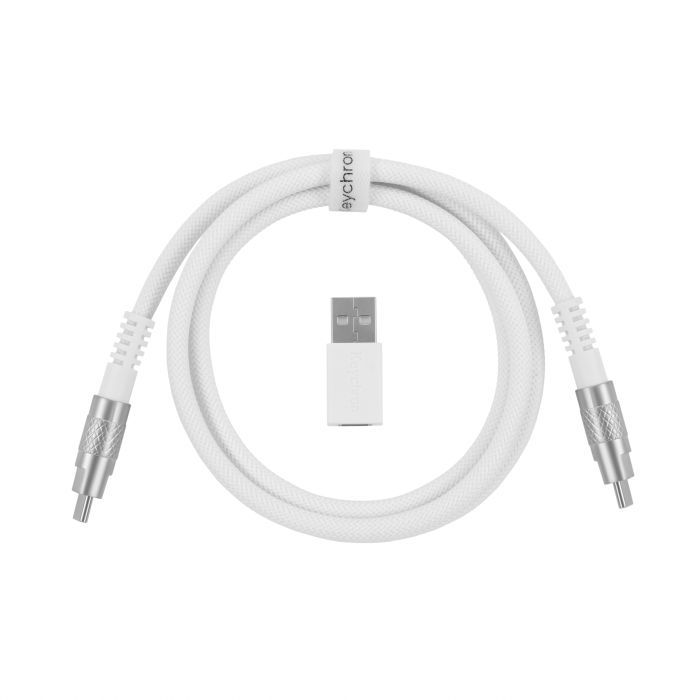 Дата кабель USB-C + USB A to USB-C 1.0m Double-Sleeved Geek white Keychron (CAB20_KEYCHRON)