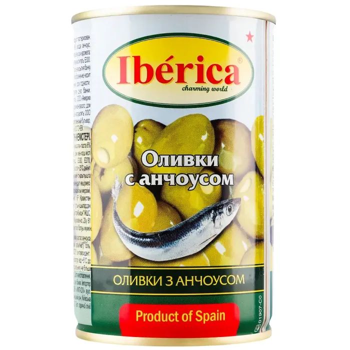 Овощная консервация Iberica Оливки фаршированные анчоусом 300 г (8436024292336)