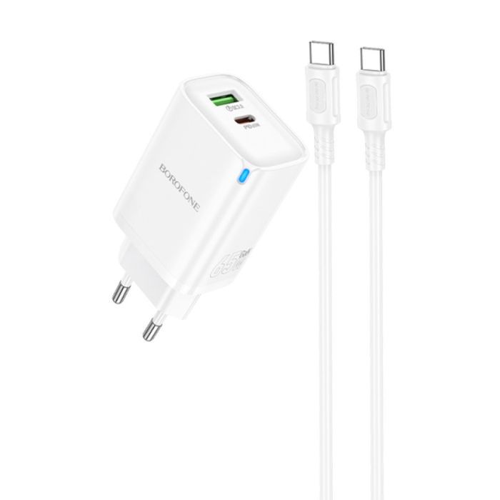 Зарядний пристрій BOROFONE BA87A 1xUSB-C PD65W + 1xUSB QC3.0 Black (BA87A/65WB)
