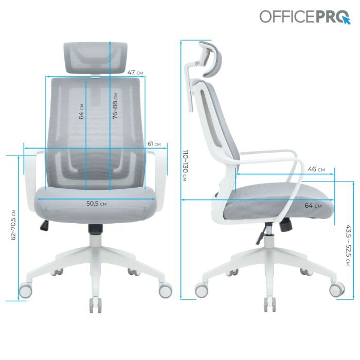 Офісне крісло OfficePro Harmony OC310-W-LG-LG (OC310-W-LG-LG) зображення 10