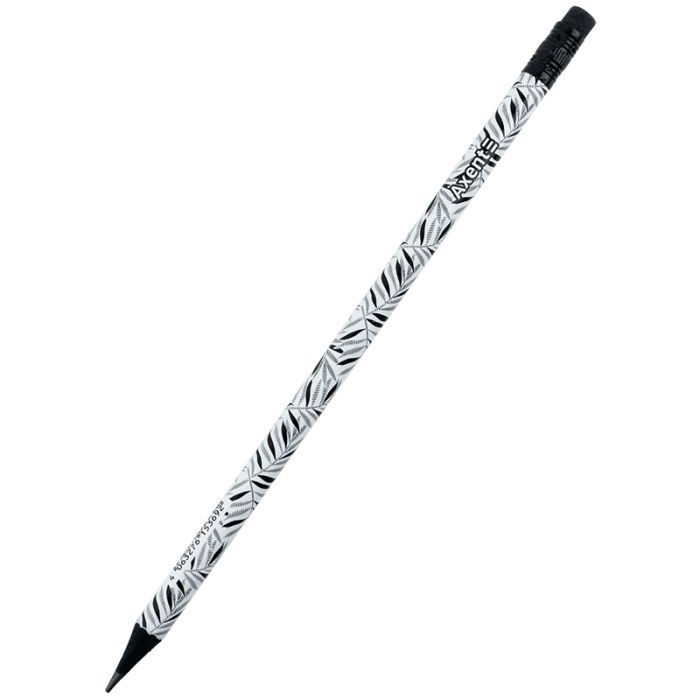 Олівець графітний Axent Black Leaves круглий, з гумкою, НВ (9009/36-19-A)