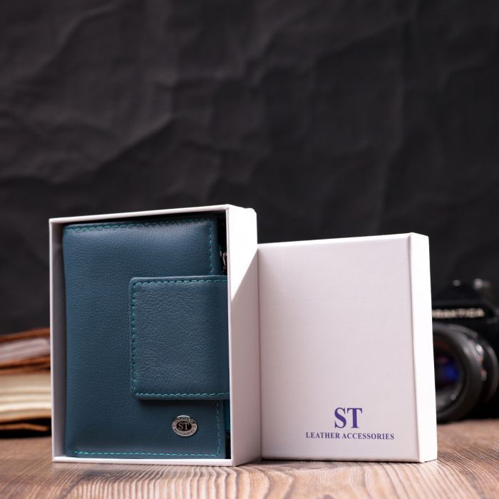 Гаманець ST Leather З натуральної шкіри Бірюзовий (19450) зображення 11