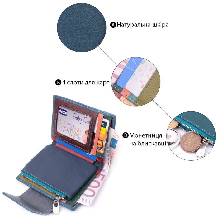 Гаманець ST Leather З натуральної шкіри Бірюзовий (19450) зображення 5