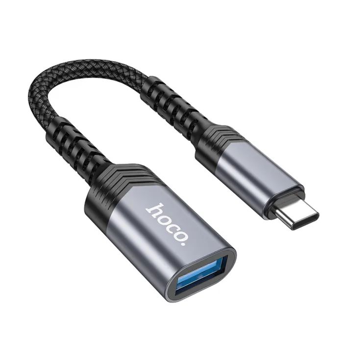 Переходник OTG USB 3.0 AF to USB-C gray HOCO (6942007608848)