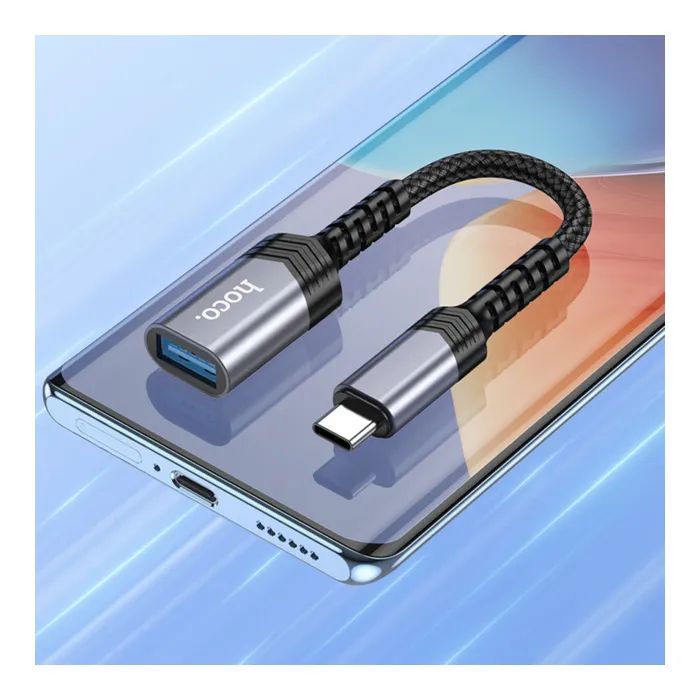 Переходник OTG USB 3.0 AF to USB-C gray HOCO (6942007608848) изображение 8