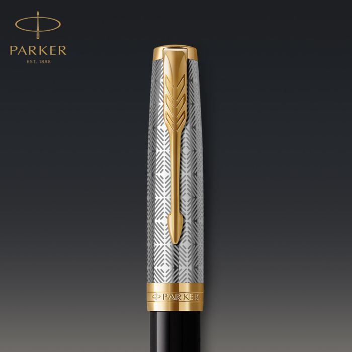Ручка перьевая Parker SONNET 17 Metal & Black Lacquer GT  FP18 F (68 111) изображение 8