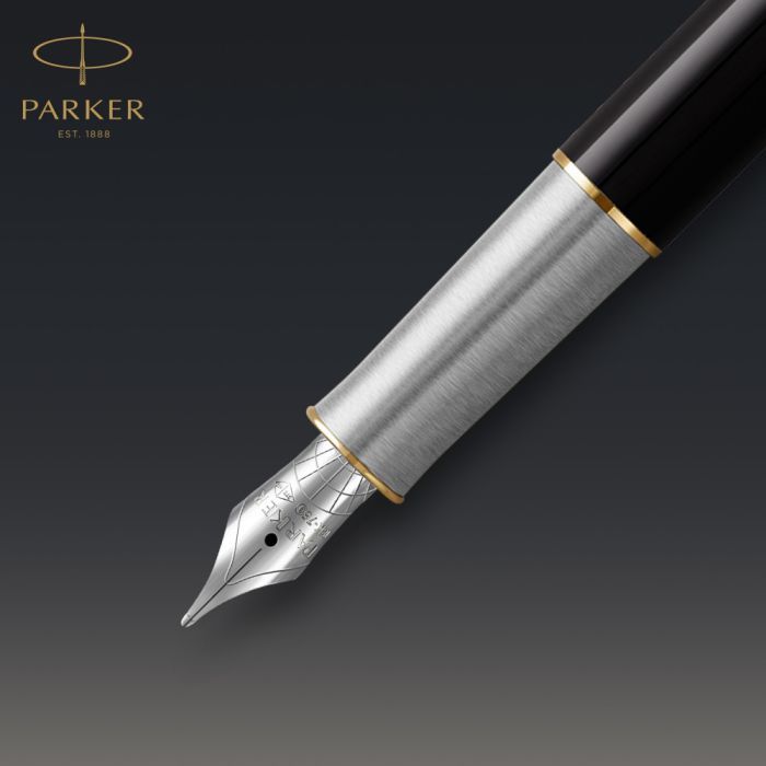 Ручка перьевая Parker SONNET 17 Metal & Black Lacquer GT  FP18 F (68 111) изображение 9